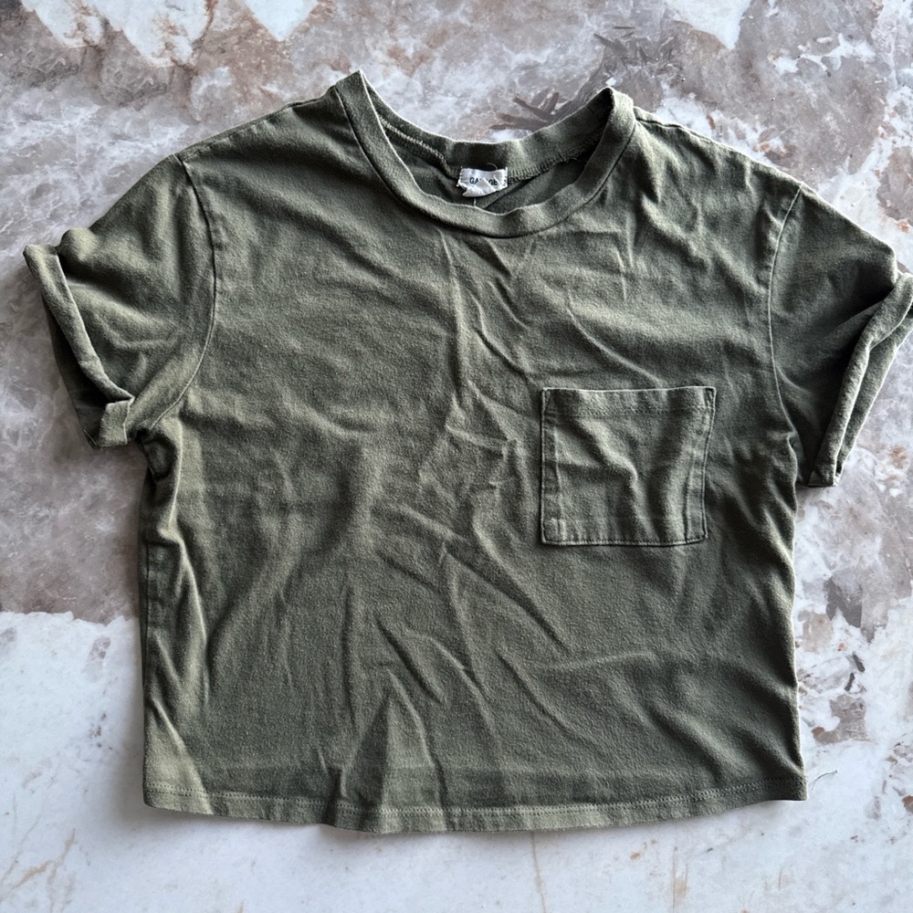 Garage Olive Green Tee with Chest Tag